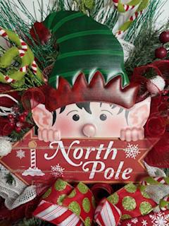 Oversized North Pole Elf Wreath, 30 x 40 Inches, Holiday Decor, The Ritzy Cactus