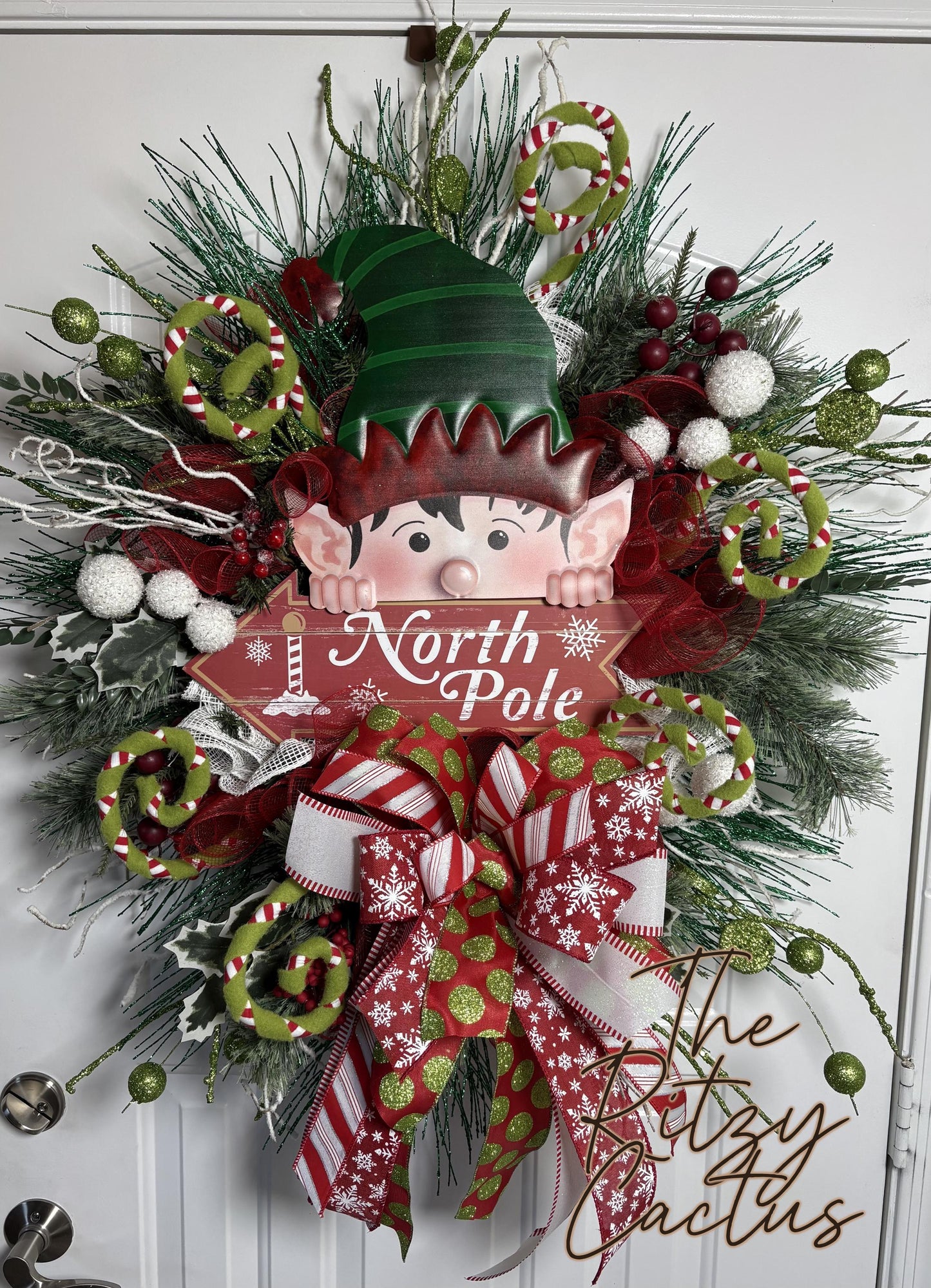 Oversized North Pole Elf Wreath, 30 x 40 Inches, Holiday Decor, The Ritzy Cactus