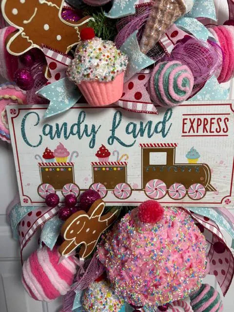 Candy Land Express Large Wreath Packed with Sugary, 40 x 18 Inches Inches, Holiday Decor, The Ritzy Cactus