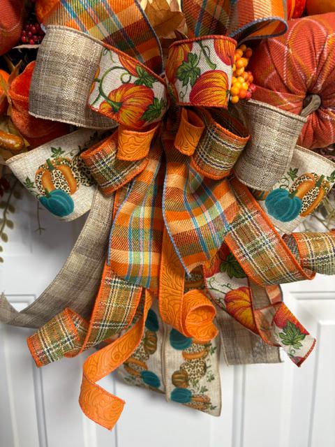 Oversized Scarecrow Wreath, 40 x 24 Inches, Bundle of Pumpkins & Gourd, Fall Wreath, Autumn Farmhouse Decor, The Ritzy Cactus