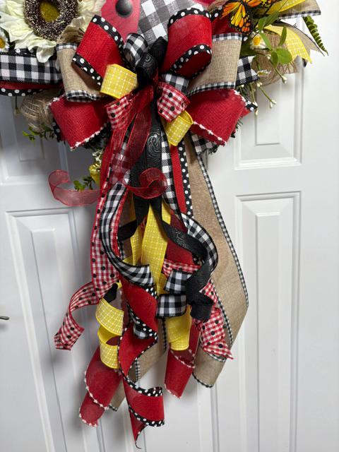 Ladybug Garden Wreath,  A Whimsical Touch of Nature’s Charm, Butterflies and mushrooms, Wreath, Home Decor, The Ritzy Cactus
