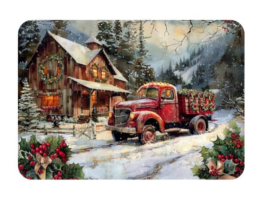 Rectangle Christmas Country Vintage Truck Wreath Sign, 10 inch x 7 inch, Christmas Sign, Wreath Sign, Home Decor, The Ritzy Cactus, Gift