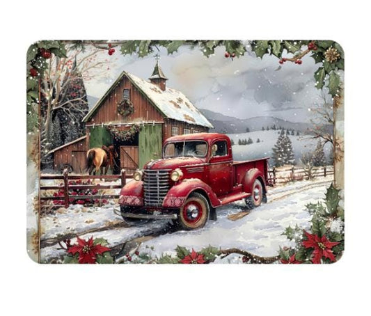 Rectangle Christmas Horse Vintage Truck Wreath Sign, 10 inch x 7 inch, Christmas Sign, Wreath Sign, Home Decor, The Ritzy Cactus, Gift