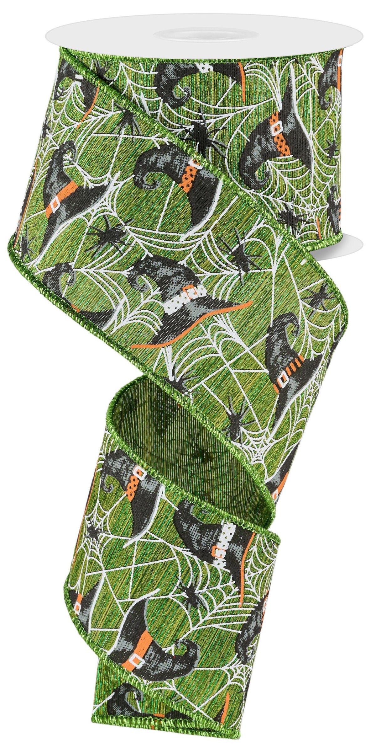 Witch Hats Spiders and Webs Wired Ribbon   2.5" x 10 Yards, Halloween Wreath Ribbon, Craft Supplies, Fall Ribbon