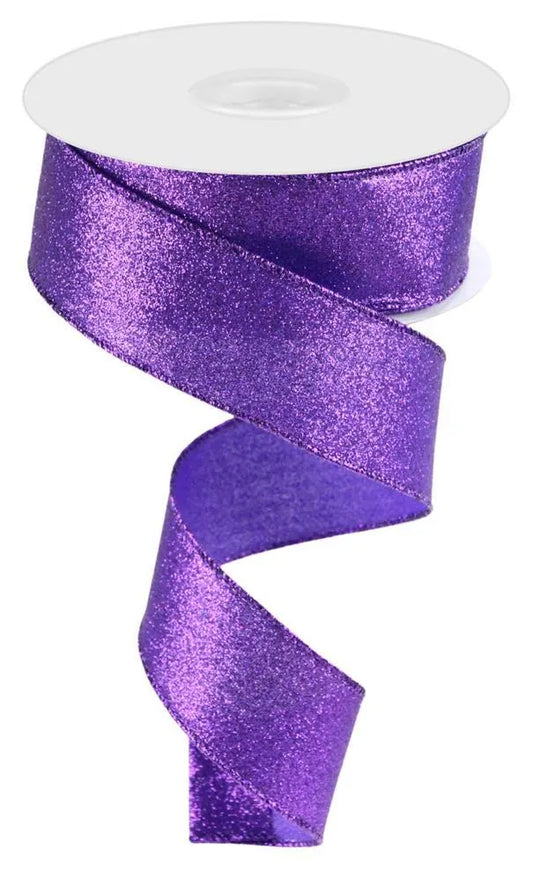 Purple Shimmer Wired Ribbon by RG Ribbon – 1.5" x 10 Yards, Wreath Ribbon, Craft Supplies