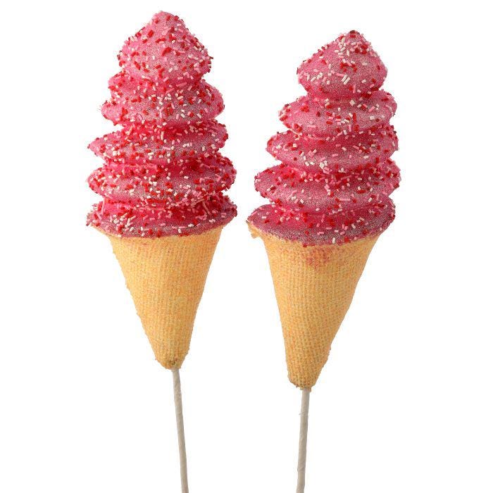 16" Set of 2 ICE CREAM CONE w/sprinkles| Whimsical Wreath Pick | Holiday Embellishment | Sparkly Wreath Supply