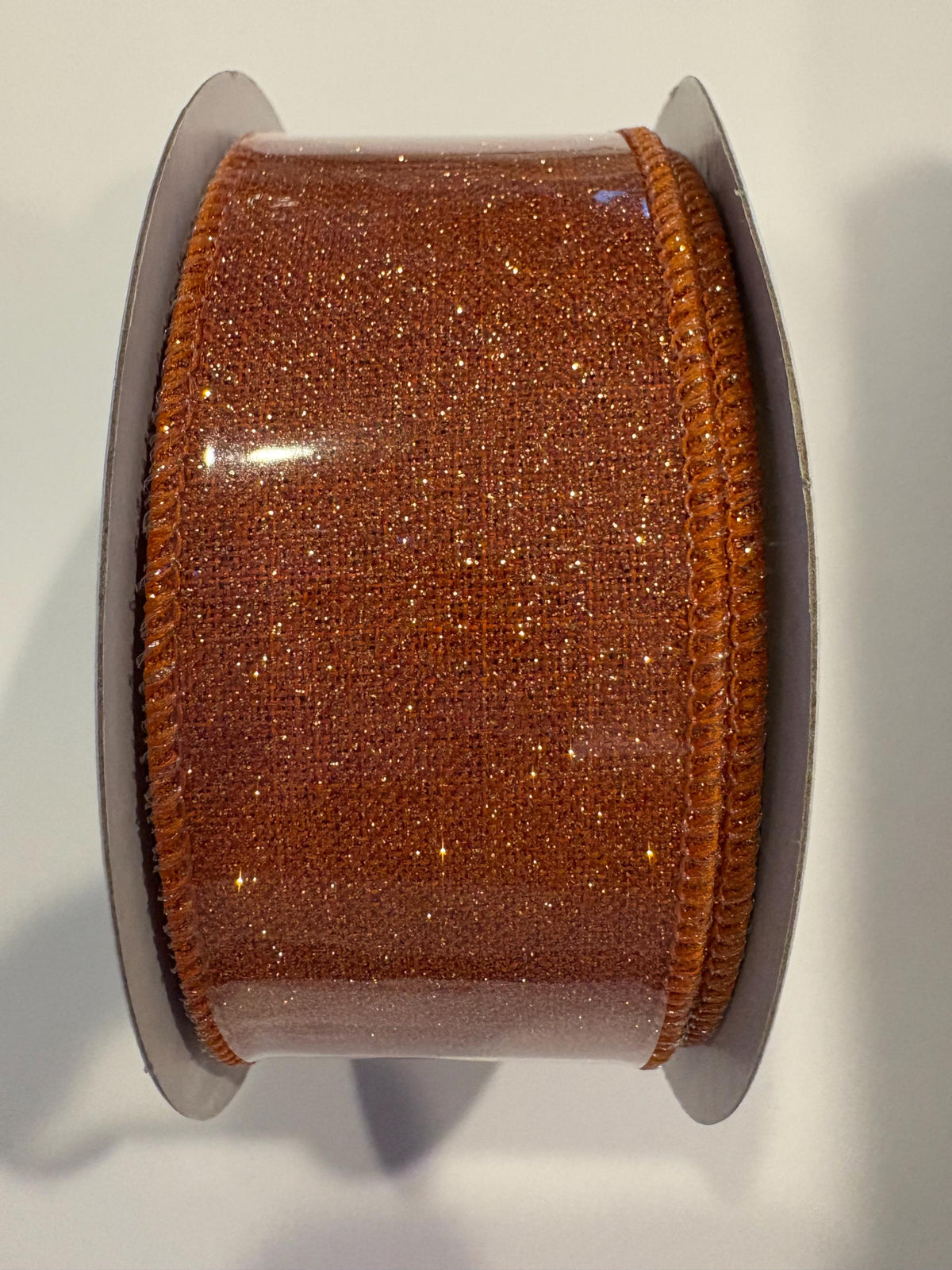 Terracotta Fine Glittered Wired Ribbon 1.5" x 10 Yards, Wreath Ribbon, Craft Supplies, Fall Ribbon