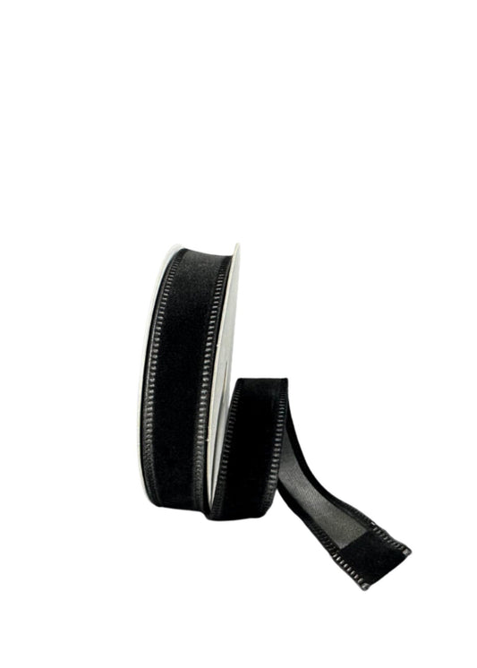 Black Velvet Ribbon  7/8" x 10 Yards, Christmas Ribbon, Halloween Ribbon, Holiday Wreath Ribbon, Craft Supplies