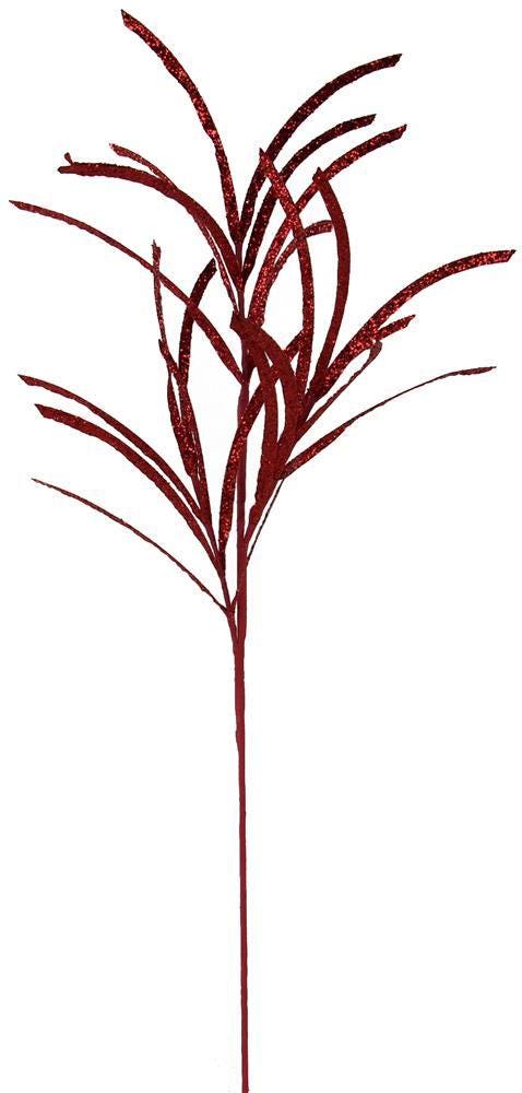 31" Glittered Red Paper Grass Spray| Christmas Wreath Pick | Stem Holiday Embellishment | DIY Wreath Supply