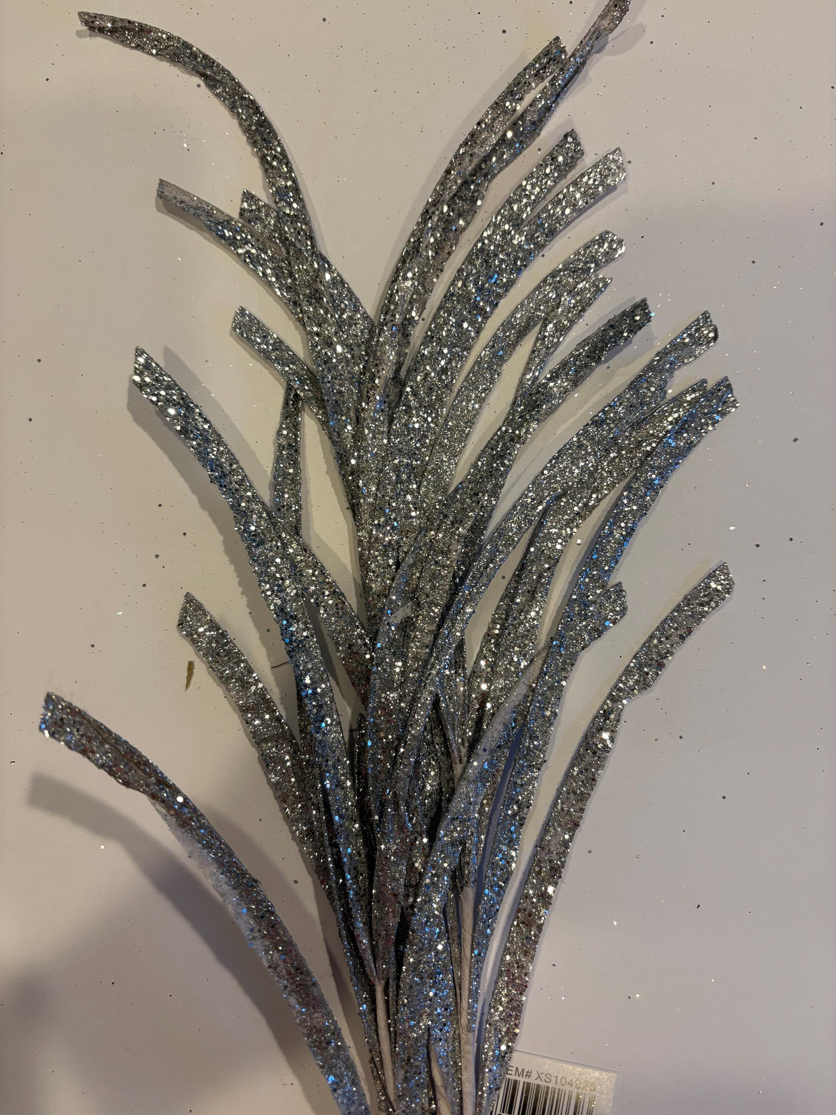 31" Glittered Silver Paper Grass Spray| Christmas Wreath Pick | Stem Holiday Embellishment | DIY Wreath Supply
