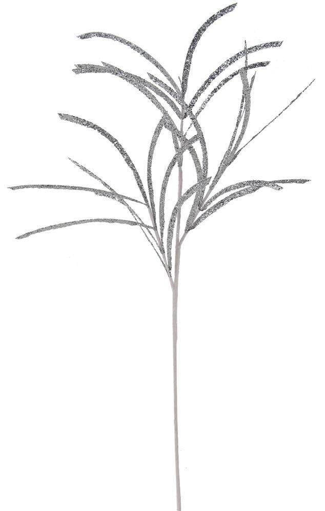31" Glittered Silver Paper Grass Spray| Christmas Wreath Pick | Stem Holiday Embellishment | DIY Wreath Supply