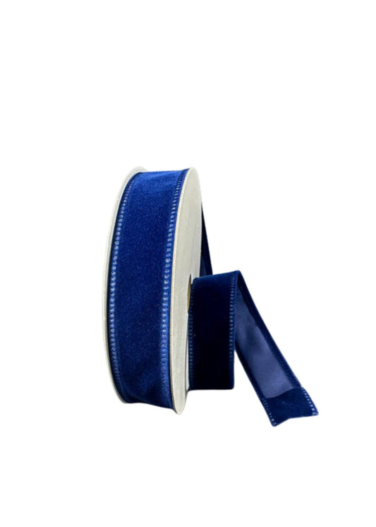 Blue Velvet Ribbon  7/8" x 10 Yards, Christmas Ribbon, Halloween Ribbon, Holiday Wreath Ribbon, Craft Supplies