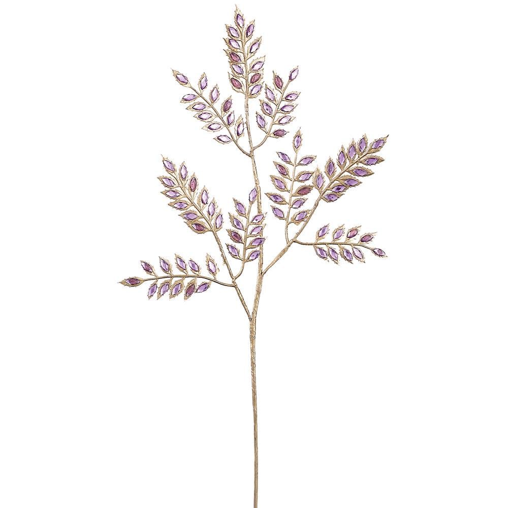 22.5" Rhinestone Leaf Spray Purple | l Elegant Wreath Pick | Holiday Embellishment | DIY Wreath Supply