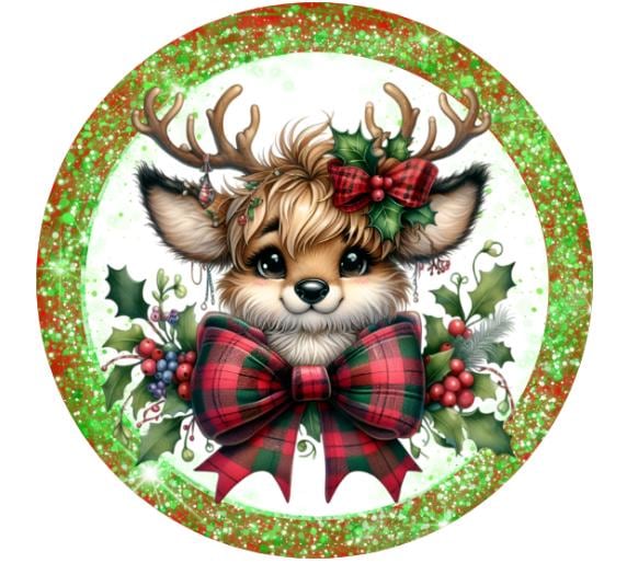 10 Reindeer Bow Christmas Sign, Christmas Wreath Sign, Home Decor, The Ritzy Cactus, Gift