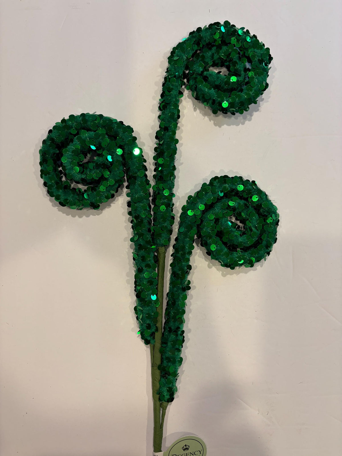 29" Green Sequin Tubing Coil Spray | Whimsical Holiday Wreath Pick | Curly Stem Holiday Embellishment | DIY Wreath Supply