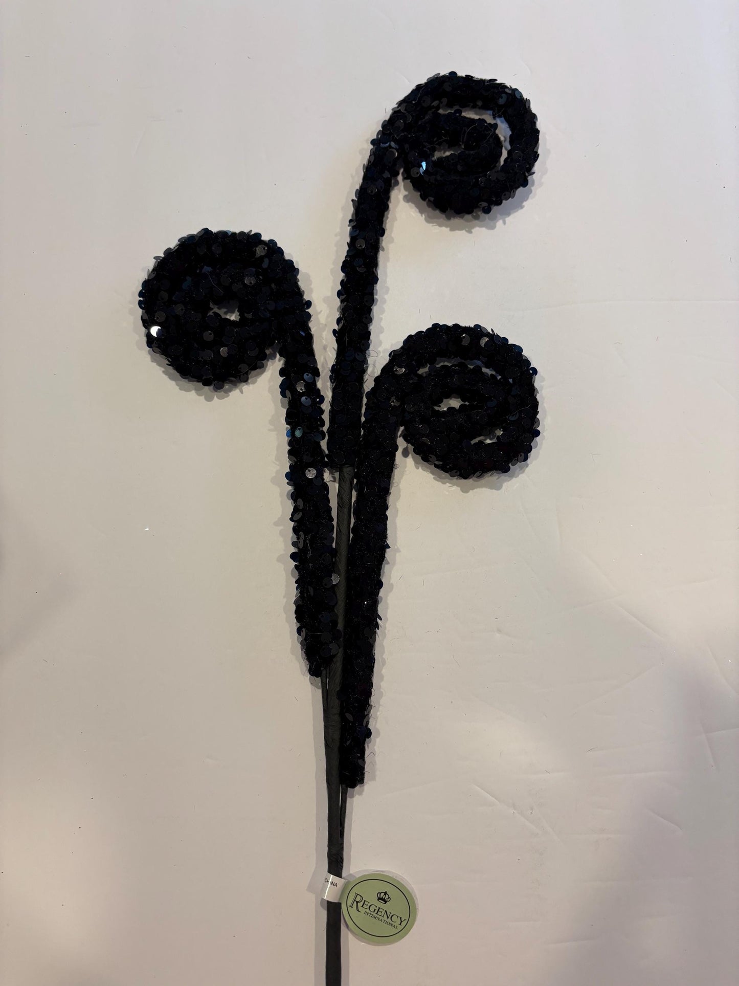 29" Black Sequin Tubing Coil Spray | Whimsical Holiday Wreath Pick | Curly Stem Holiday Embellishment | DIY Wreath Supply
