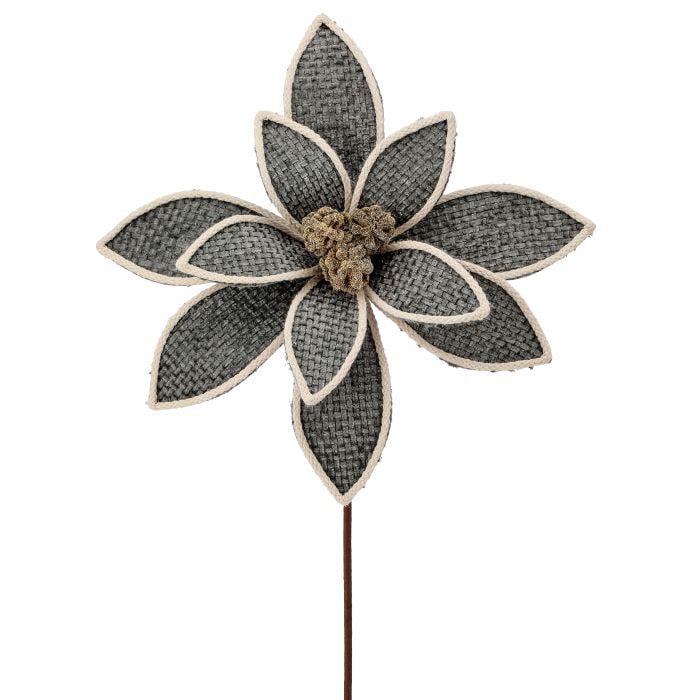 22" Forest Edge Gray Poinsettia Stem | Holiday Floral Spray | DIY Christmas Decor Wreath Embellishment, Wreath Supplies