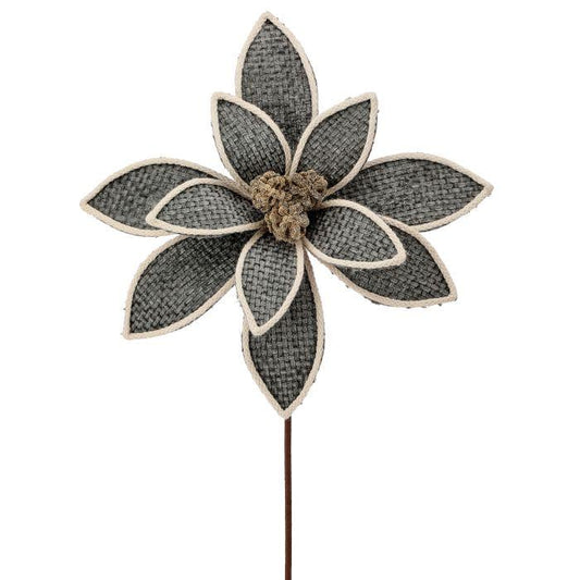 22" Forest Edge Gray Poinsettia Stem | Holiday Floral Spray | DIY Christmas Decor Wreath Embellishment, Wreath Supplies