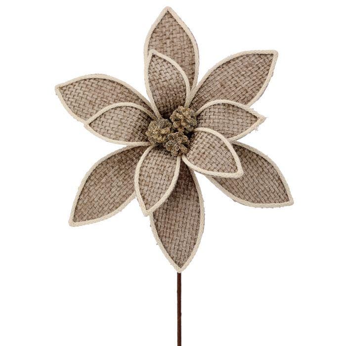 22" Forest Edge Khaki Poinsettia Stem | Holiday Floral Spray | DIY Christmas Decor Wreath Embellishment, Wreath Supplies