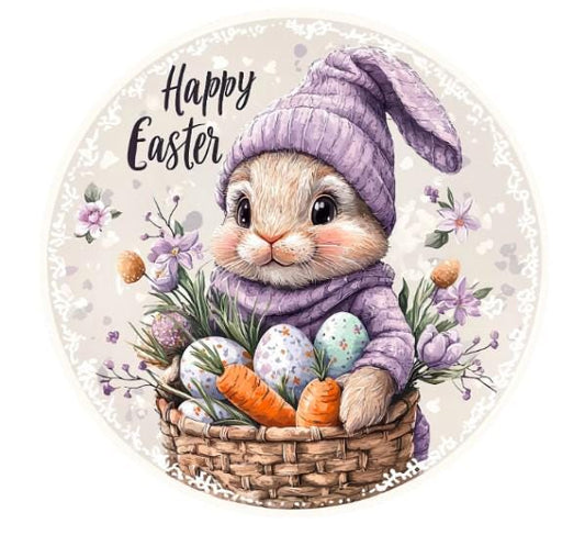 10 Easter Bunny Wreath Sign, Vintage Look Metal Wreath Sign, Home Decor, Spring Sign