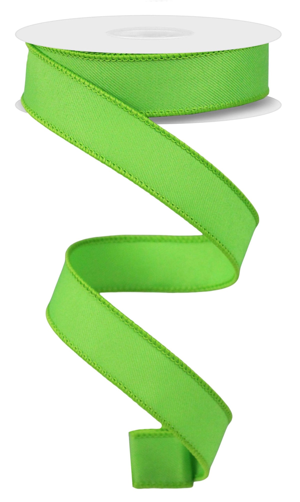 Lime Green Diagonal Weave Solid Wired Ribbon   7/8" x 10 Yards,  Everyday Wreath Ribbon,  Craft Supplies