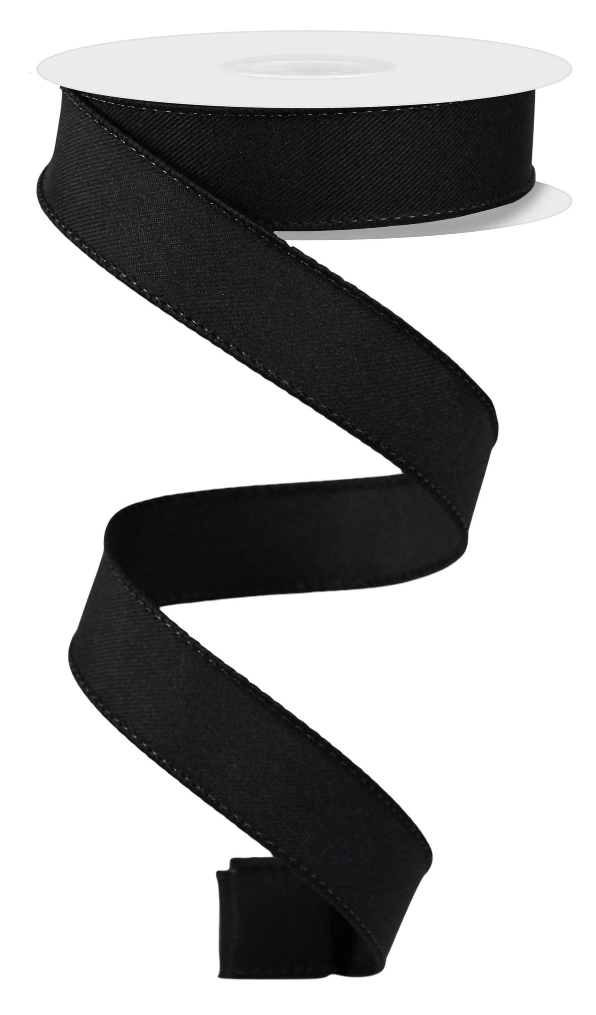 Black Diagonal Weave Solid Wired Ribbon  7/8" x 10 Yards,  Everyday Wreath Ribbon,  Craft Supplies