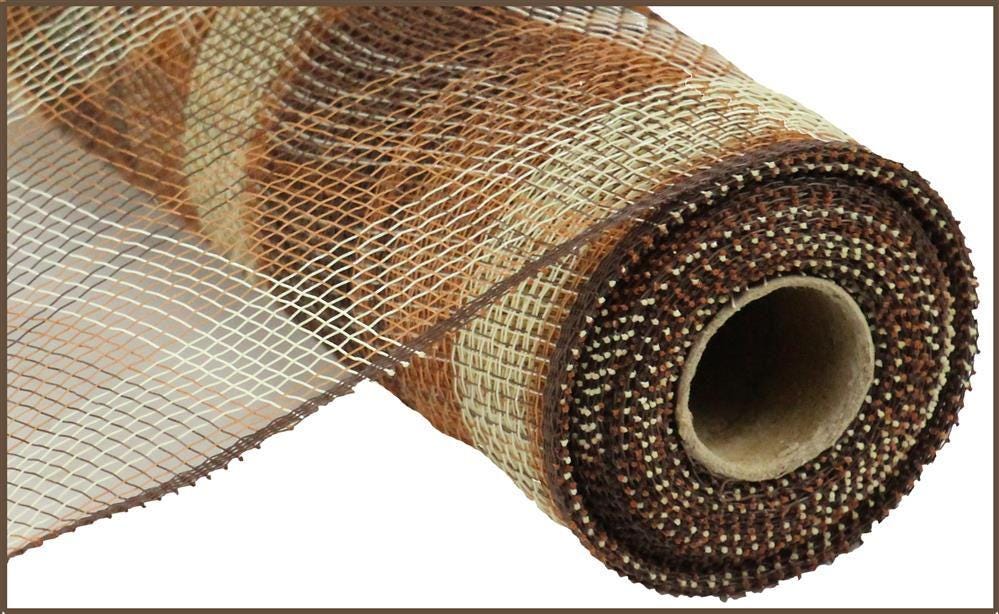 Brown Plaid Deco Mesh -10 inches x 10yards, Poly Deco Mesh, Craft Supplies, DIY Crafts, Wreath Making
