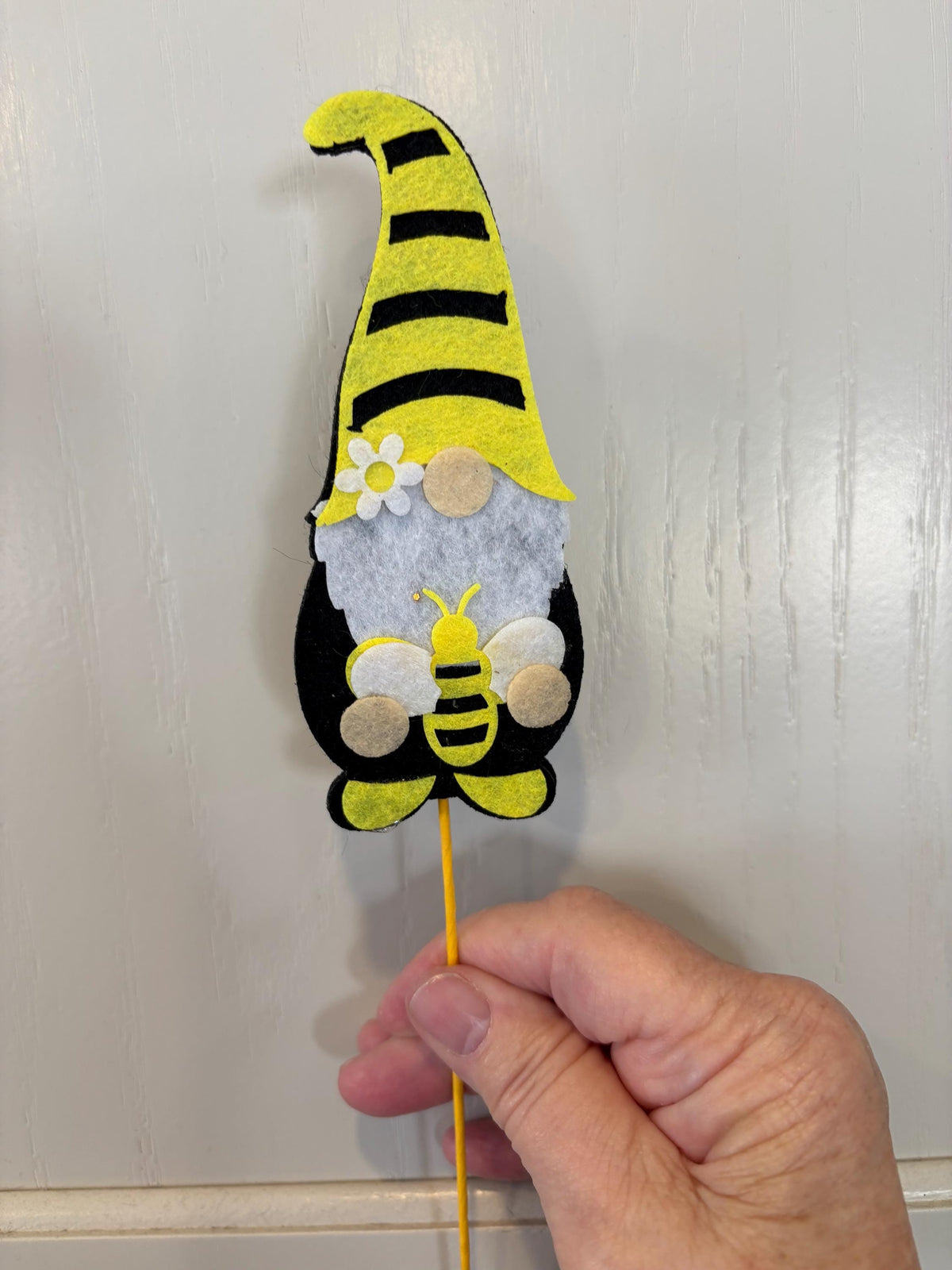 8" Bee Gnome Pick Spray | Whimsical Wreath Pick | Holiday Embellishment | DIY Wreath Supply