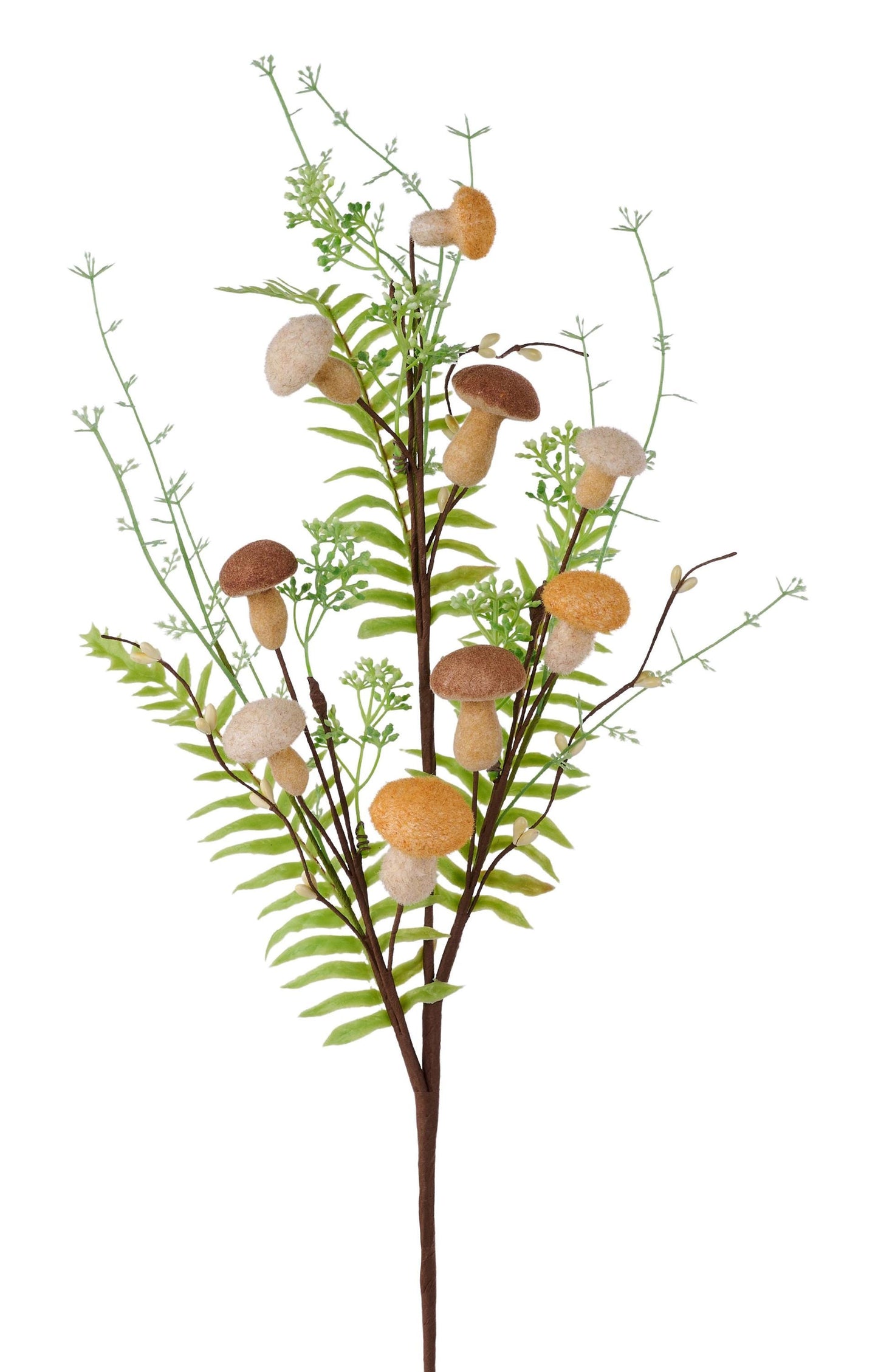 29" Mushroom Fern Mini Bud Spray, Spring Wreath Spray, Woodland Embellishment, DIY Wreath Supply