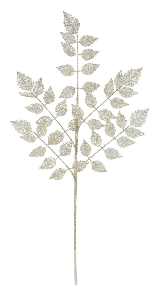 30 " Light Gold Glitter Rose Leaf Spray, Wreath Embellishment, Wreath Supplies, Home Decor, Greenery, DIY Craft Supply