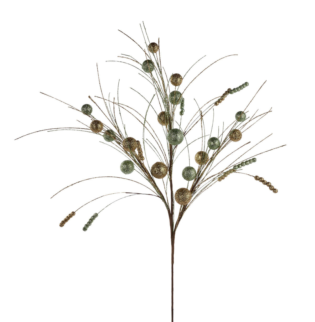31" Sage and Gold Ball/Monofilament/Bead Spike Spray, Wreath Embellishment, Wreath Supplies, Home Decor, Greenery, DIY Craft Supply