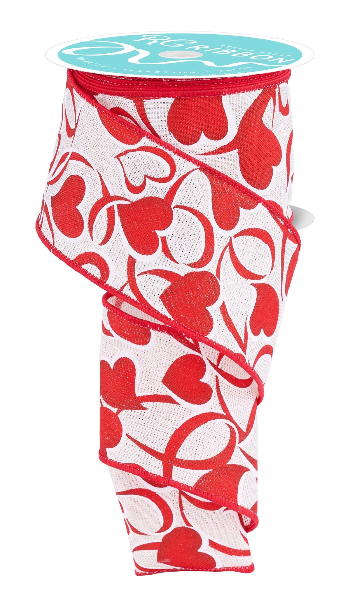 Valentine Hearts & Loops Wired Ribbon by RG Ribbon  2.5" x 10 Yards, Wreath Ribbon, Craft Supplies, Valentine Ribbon