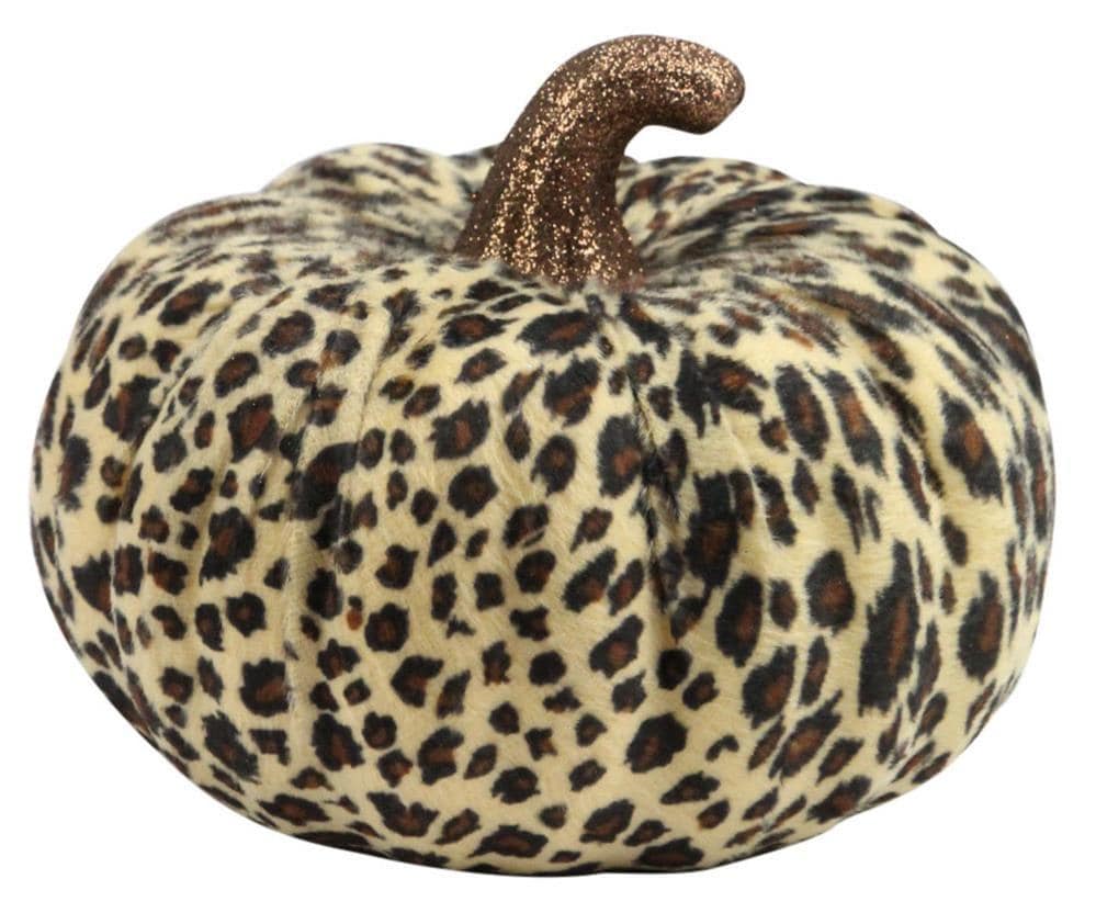 7" Dia x 5.5" High Leopard Print Pumpkin Wreath Attachment, Halloween Wreath Accent,  DIY Wreath Supplies
