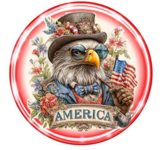 10 Patriotic Eagle Happy Fourth Sign , Wreath Sign, Metal Sign, Home Decor