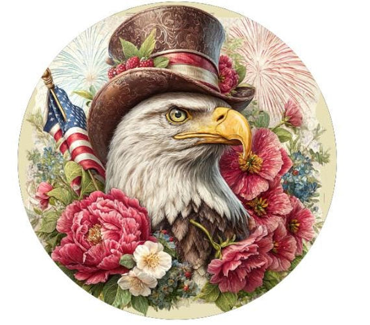 10 Patriotic Eagle Fourth of July Sign , Wreath Sign, Metal Sign, Home Decor