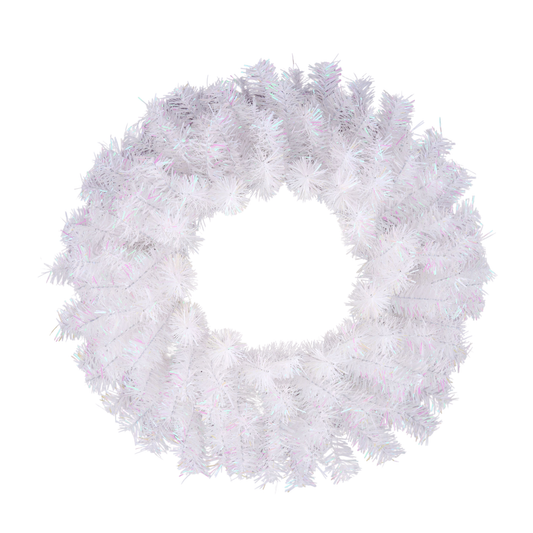 Iridescent White Metallic Wreath Base 20 Inch 135 Tips, Wreath Form, Craft Supplies, DIY Crafts, Wreath Making