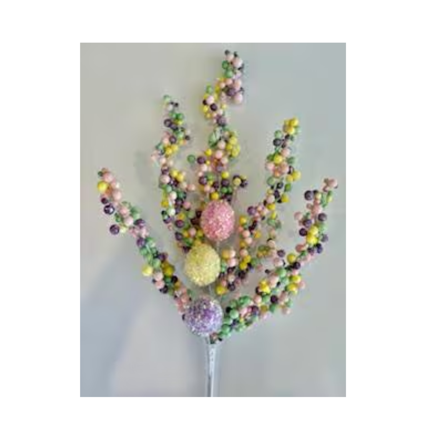 23" Iridescent Glitter w/Berry Egg Spray| Holiday Spring Spray | DIY Easter Decor Wreath Embellishment | Wreath Supplies