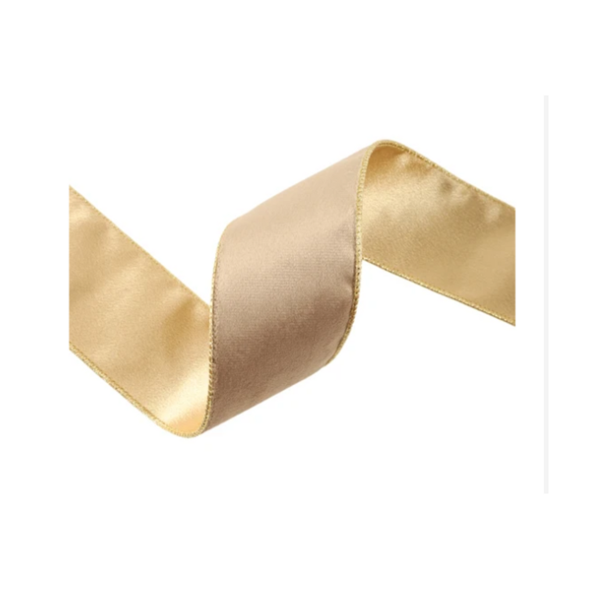 Reversible Latte Gold Wired Ribbon  – 2.5" x 10 Yards,  Wreath Ribbon
