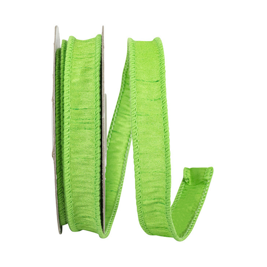 Dupioni Supreme Lime Green Wired Ribbon  – 7/8" x 10 Yards, Wreath Ribbon