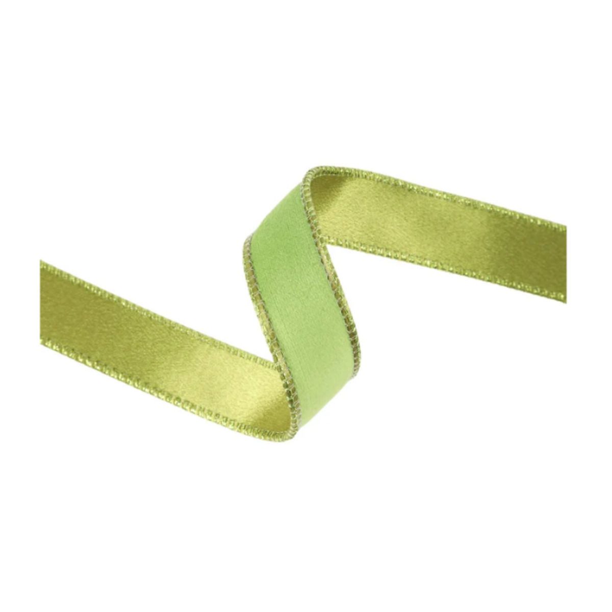Reversible Lime Shimmer Velvet Wired Ribbon – 1" x 10 Yards,  Wreath Ribbon
