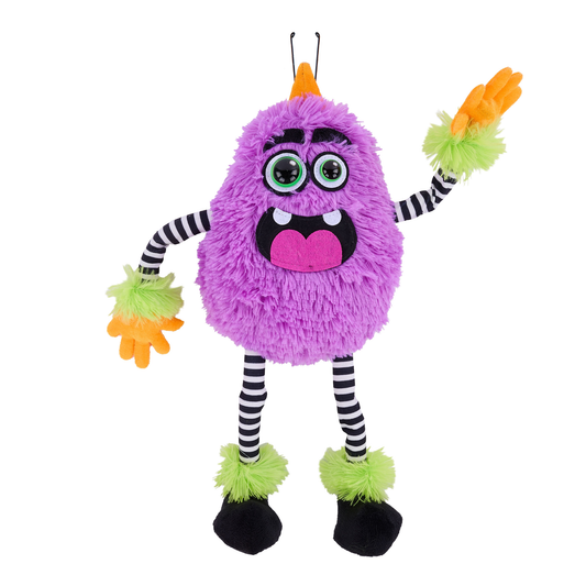 15.25 " Plush Purple Monster With Horns Wreath Attachment, Halloween Wreath Supplies, DIY Craft Supplies, Wreath Making