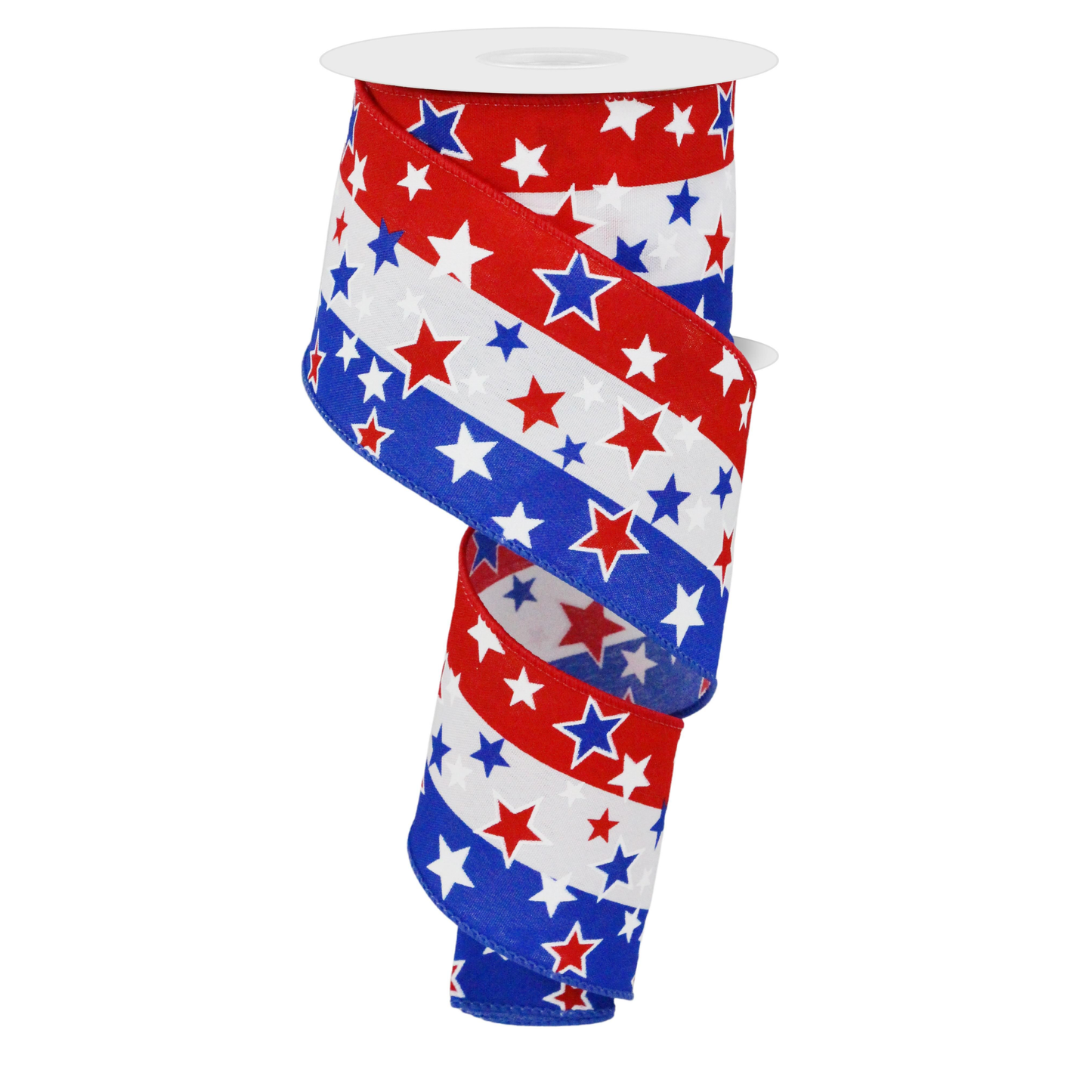 Multi Stars On Stripes Wired Ribbon by RG Ribbon – 2.5" x 10 Yards, Wreath Ribbon, Craft Supplies, The Ritzy Cactus