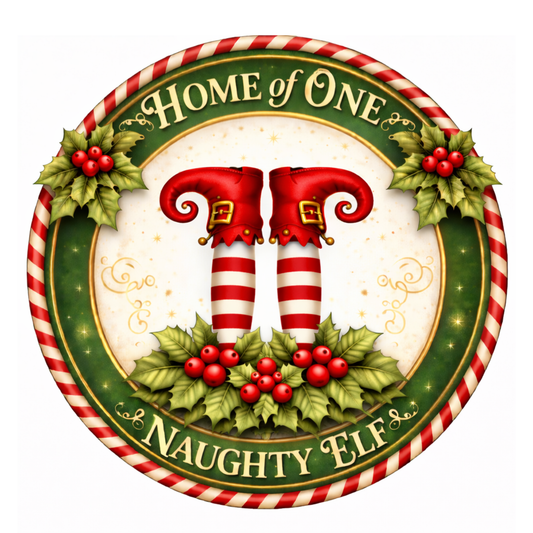 Naughty Elf Christmas 10 inch Wreath Sign, Home Decor, The Ritzy Cactus