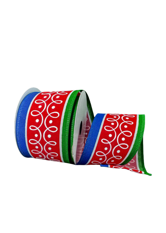 Red, Blue, Green, Drummer Boy, Nutcracker Themed Ribbon – 2.5" x 10 Yards, Holiday Wreath Ribbon, Craft Supplies, Christmas Ribbon