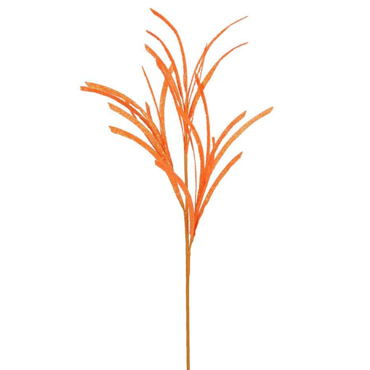 31" Glittered Orange Paper Grass Spray| Christmas Wreath Pick | Stem Holiday Embellishment | DIY Wreath Supply