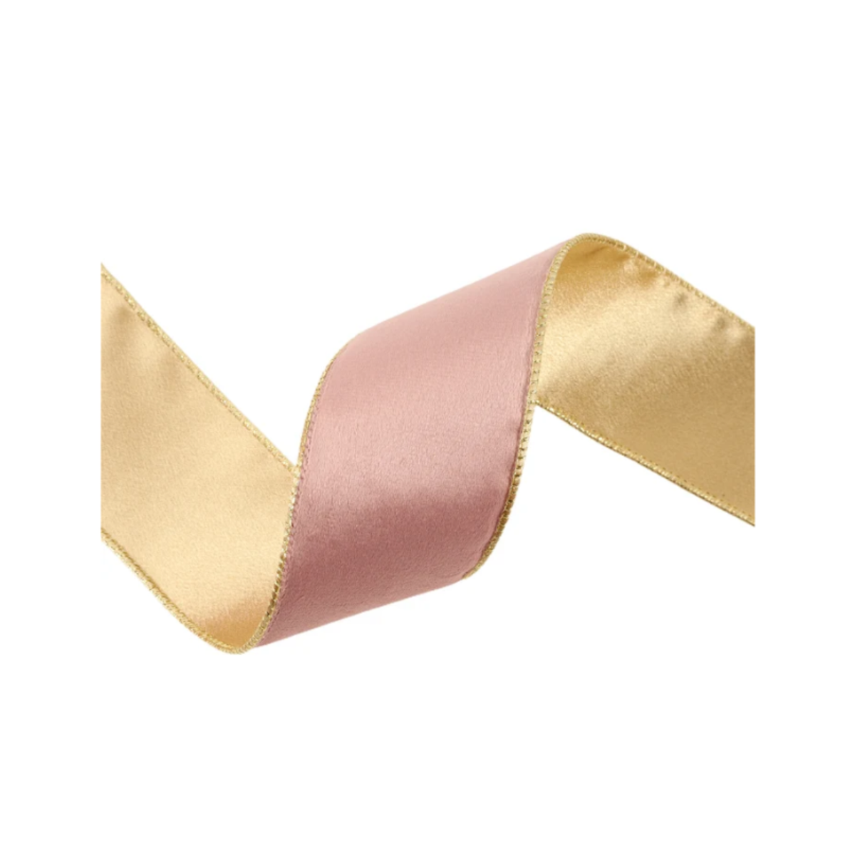 Reversible Pink Gold Wired Ribbon – 2.5" x 10 Yards,  Wreath Ribbon