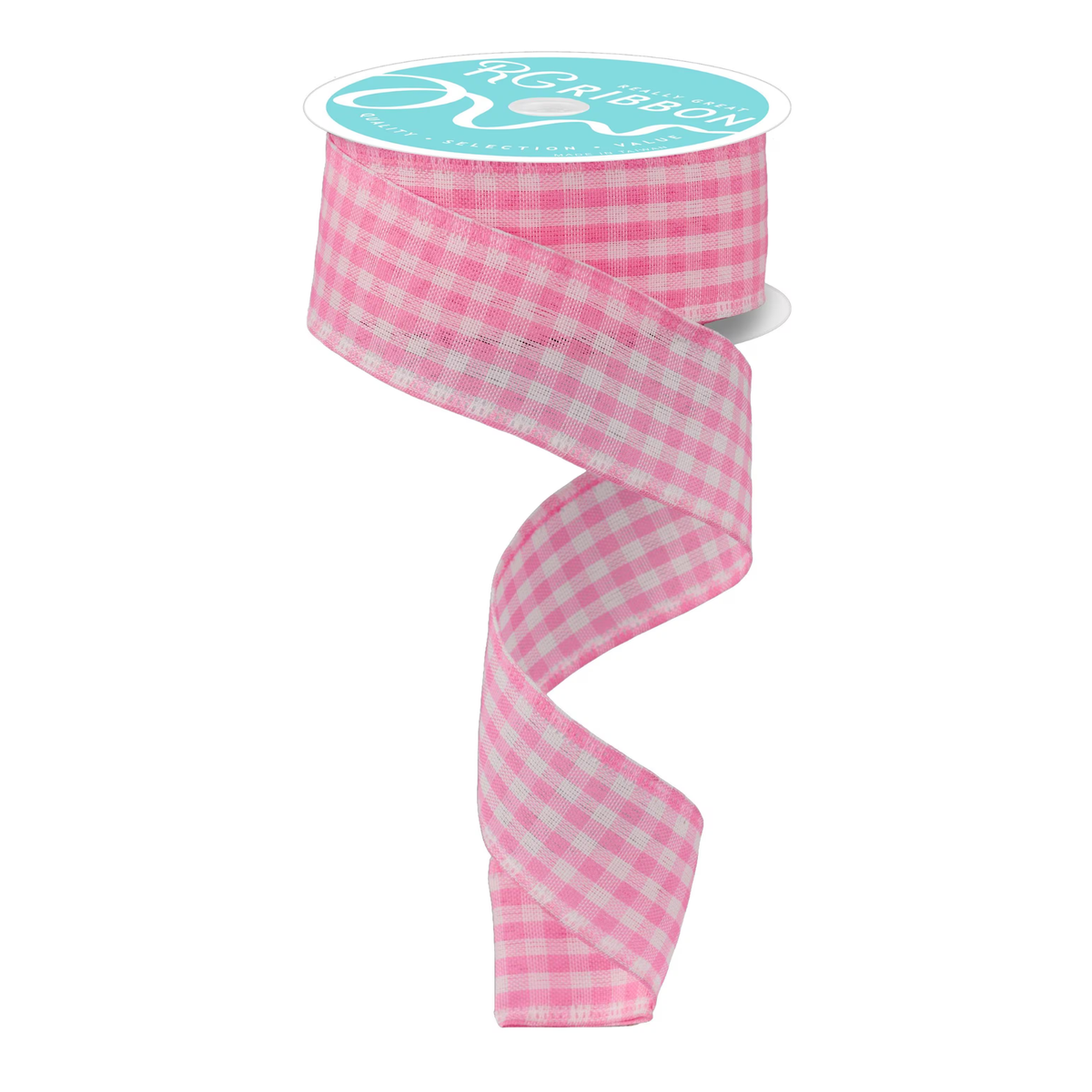 Pink & white  Gingham Checked Wired Ribbon  – 1.5" x 10 Yards, Wreath Ribbon, Craft Supplies, Holiday Ribbon, Baby Wreath Ribbon