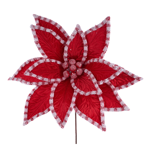 20.5 " Diameter Velvet Poinsettia Peppermint –  Door Decor Wreath Attachment