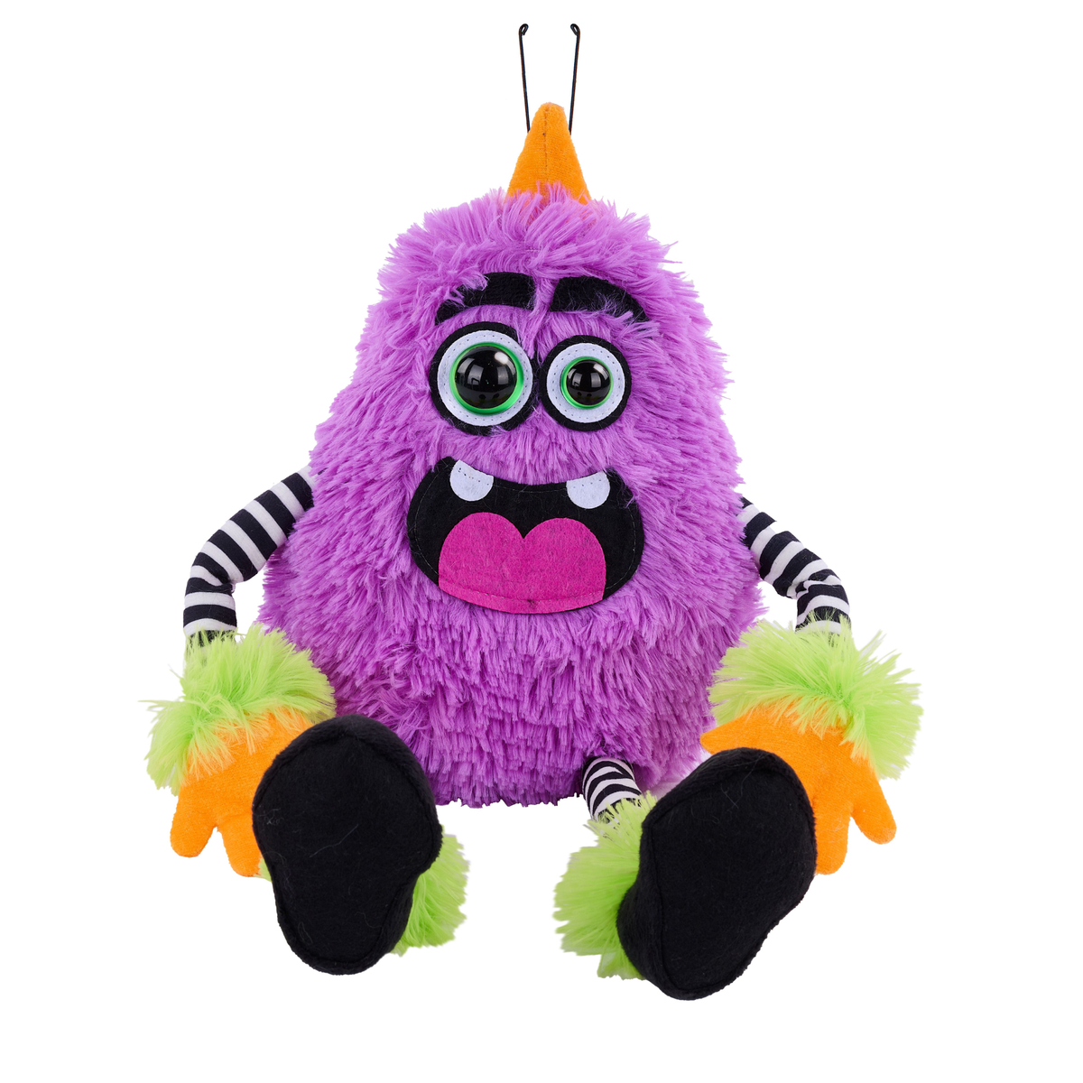 15.25 " Plush Purple Monster With Horns Wreath Attachment, Halloween Wreath Supplies, DIY Craft Supplies, Wreath Making
