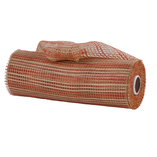 Horizontal Wide Stripe Mesh Pumpkin and Carmel  Mesh: Deco Mesh -10 inches x 10yards, Poly Deco Mesh, DIY Crafts, Wreath Making